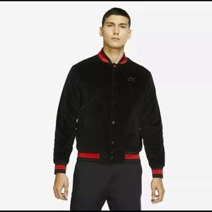 Nike SB Mens Size Small Black Red ‘Corduroy’ Skate Bomber Jacket CK5444 010